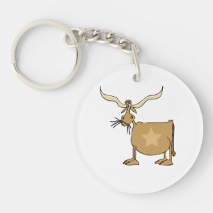 Texas Longhorn Koe met Ster Sleutelhanger