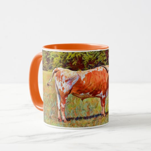 Texas Longhorn Koe Oranje Kunst Mok Cup (Voorkant links)