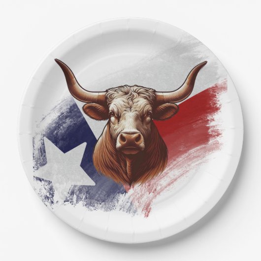 Texas longhorn koe papieren bordje (Voorkant)
