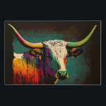 Texas Longhorn Koe Pop Art Wood Art Hout Afdruk<br><div class="desc">Maak kennis met een eenvormig houten kunststuk dat de iconische Pop Art-stijl en de robuuste geest van Texas Longhorn-vee weergeeft. Deze verbluffende illustratie is een opvallend statement stuk. Deze Pop Art Texas Longhorn Koe Wood Art is met zijn gedurfde kleuren en zijn kenmerkende ontwerp zeker het middelpunt van elke kamer....</div>