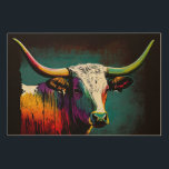 Texas Longhorn Koe Pop Art Wood Art Hout Afdruk<br><div class="desc">Maak kennis met een eenvormig houten kunststuk dat de iconische Pop Art-stijl en de robuuste geest van Texas Longhorn-vee weergeeft. Deze verbluffende illustratie is een opvallend statement stuk. Deze Pop Art Texas Longhorn Koe Wood Art is met zijn gedurfde kleuren en zijn kenmerkende ontwerp zeker het middelpunt van elke kamer....</div>