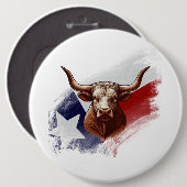 Texas longhorn koe ronde button 6,0 cm (Voorkant /achterkant)