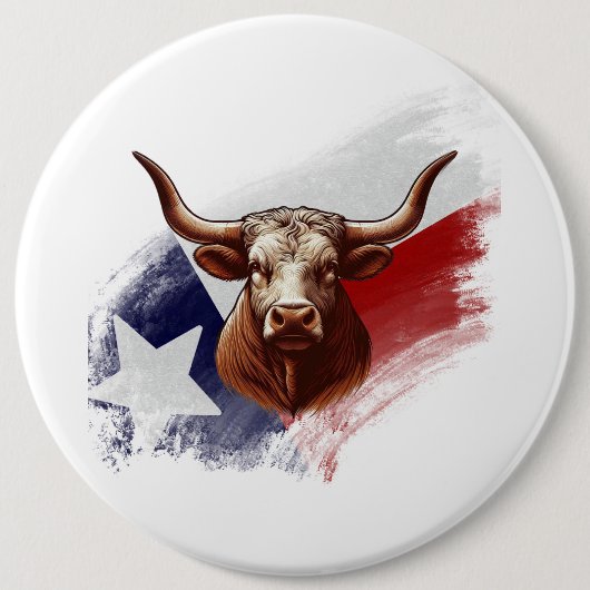 Texas longhorn koe ronde button 6,0 cm (Voorkant)