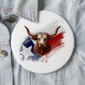 Texas longhorn koe ronde button 6,0 cm (In situ)