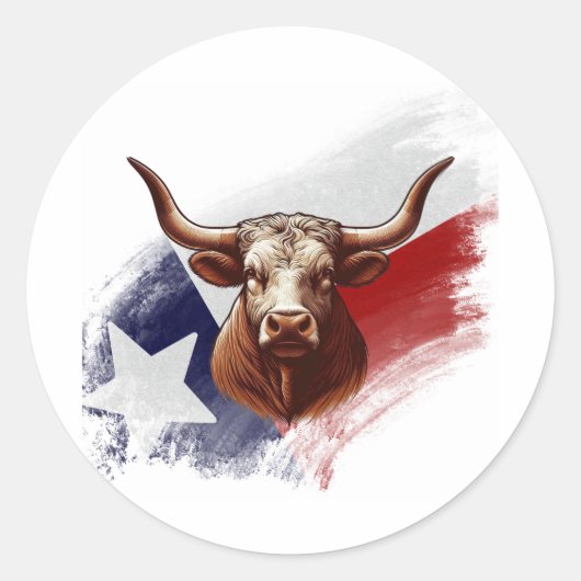 Texas longhorn koe ronde sticker (Voorkant)