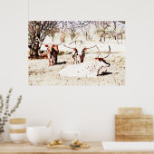 Texas Longhorn Koe Rustic Art Poster (Keuken)