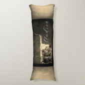 Texas Longhorn koe sepia distressed jouw tekst toe Lichaamskussen (Voorkant Verticaal)