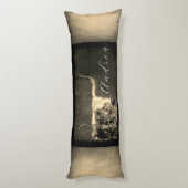 Texas Longhorn koe sepia distressed jouw tekst toe Lichaamskussen (Achterkant (Verticaal))