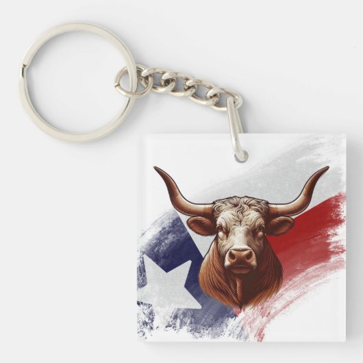 Texas longhorn koe sleutelhanger (voorkant)
