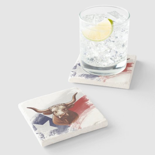 Texas longhorn koe stenen onderzetter (Zijkant)