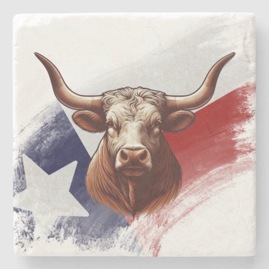 Texas longhorn koe stenen onderzetter (Voorkant)