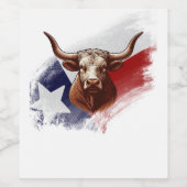 Texas longhorn koe wijn etiket (Enkel label)