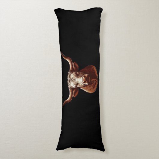 Texas Longhorn Lichaamskussen (Voorkant Verticaal)