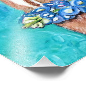 Texas Longhorn met Bluebonnet Foto Afdruk (Hoek)