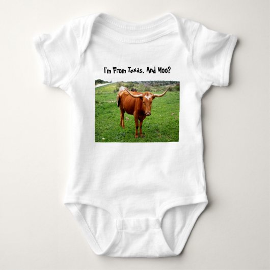 Texas Longhorn met Funny Texas Gezegde Romper (Voorkant)