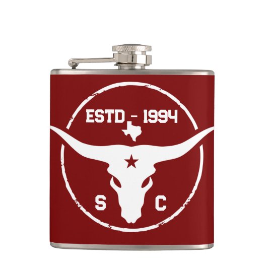 Texas Longhorn Monogram Eerste Letters Heupfles (Voorkant)
