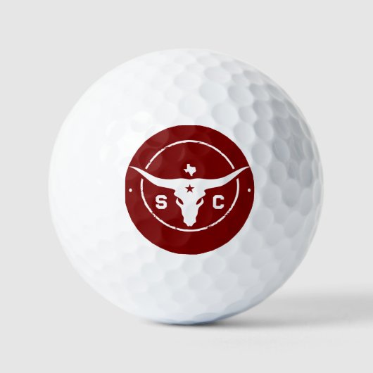 Texas Longhorn Monogram Initialen Golfballen (Voorkant)