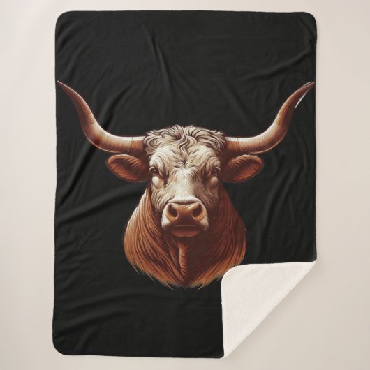 Texas Longhorn Sherpa Deken (Voorkant)
