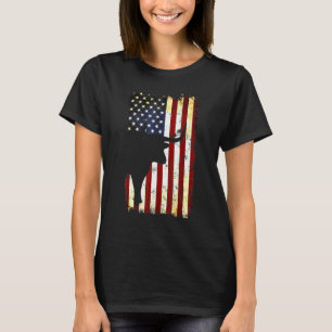 Texas Longhorn Silhouet Amerikaanse Vlag 4th of Ju T-shirt