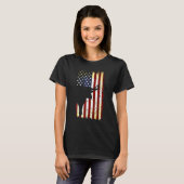 Texas Longhorn Silhouet Amerikaanse Vlag 4th of Ju T-shirt (Voorkant volledig)