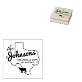 Texas Longhorn Silhouette Family Adres Rubberstempel (Gestempeld)