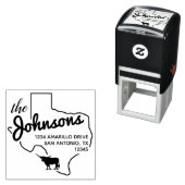 Texas Longhorn Silhouette Family Adres Zelfinktende Stempel (In situ)
