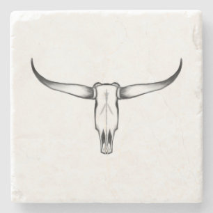 Texas Longhorn Skull Pillow Stenen Onderzetter
