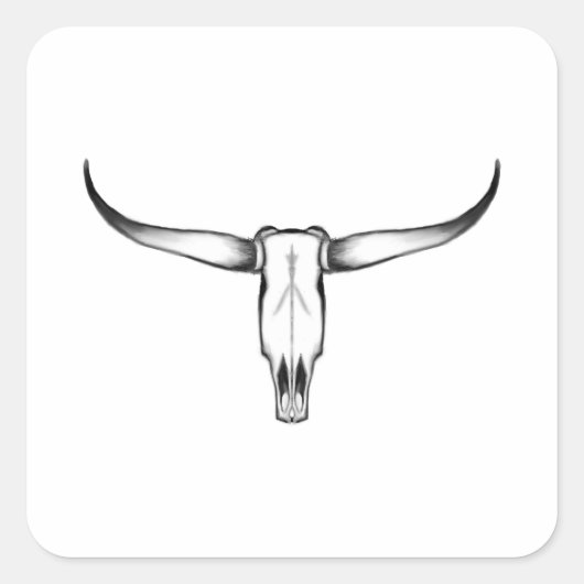 Texas Longhorn Skull Pillow Vierkante Sticker (Voorkant)