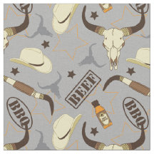 Texas Longhorn Skulls and Stetsons BBQ Patroon