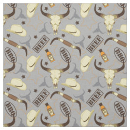 Texas Longhorn Skulls and Stetsons BBQ Patroon Stof