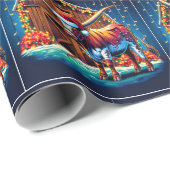 Texas Longhorn Staande Bij Kerststal Cadeaupapier (Rol Hoek)