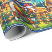 Texas Longhorn Staande Bij Kerststal Cadeaupapier (Rol Hoek)