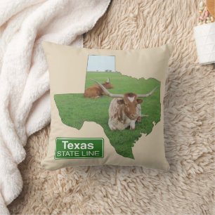 Texas Longhorn Steer State Line Sign ANY COLOR Kussen