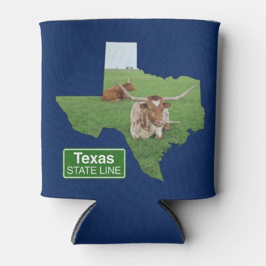 Texas Longhorn Steer State Line Sign Blikjeskoeler (Voorkant)