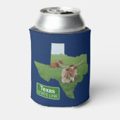 Texas Longhorn Steer State Line Sign Blikjeskoeler (Blikje Achterkant)