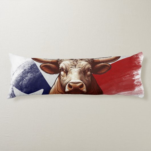 Texas longhorn & Texas vlag Lichaamskussen (Voorkant)