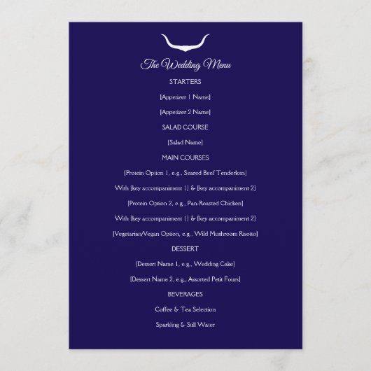 Texas Longhorn Trouwmenu Menu (Voorkant)