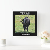 Texas Longhorn Vierkante Klok (Huis)