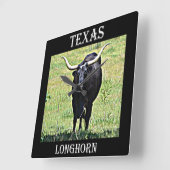 Texas Longhorn Vierkante Klok (Hoek)