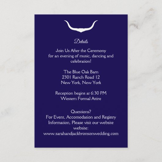 Texas Longhorn Wedding Enclosure Kaart (Voorkant)
