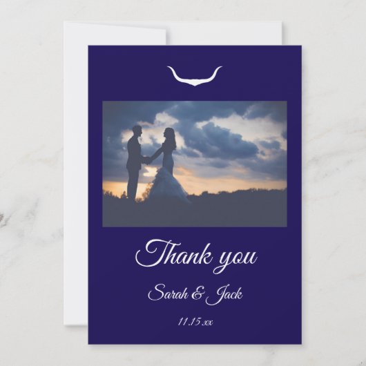 Texas Longhorn Wedding Flat Thank You Card Bedankkaart (Voorkant)