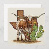 Texas Longhorn Wenskaart Feestdagenkaart (Voorkant / Achterkant)