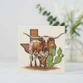 Texas Longhorn Wenskaart Feestdagenkaart (Staand voorkant)