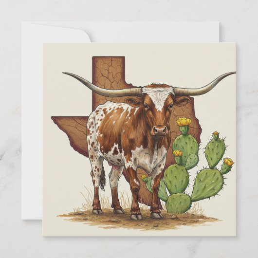 Texas Longhorn Wenskaart Feestdagenkaart (Voorkant)