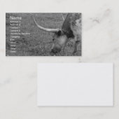 Texas Longhorn zwart-wit visitekaartje (Voorkant / Achterkant)
