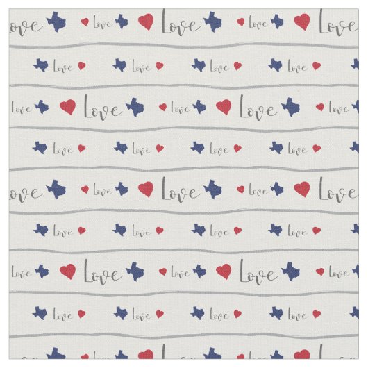 Texas Love and Hearts Pattern Stof (Close Up)