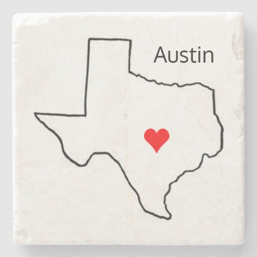 Texas Love Custom Location Red Heart City Austin Stenen Onderzetter (Voorkant)