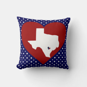 Texas Love, Navy w Stippen, Red Heart, Verenigde S Kussen