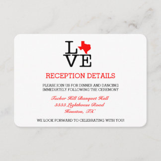 Texas Love Wedding Reception Card Informatiekaartje