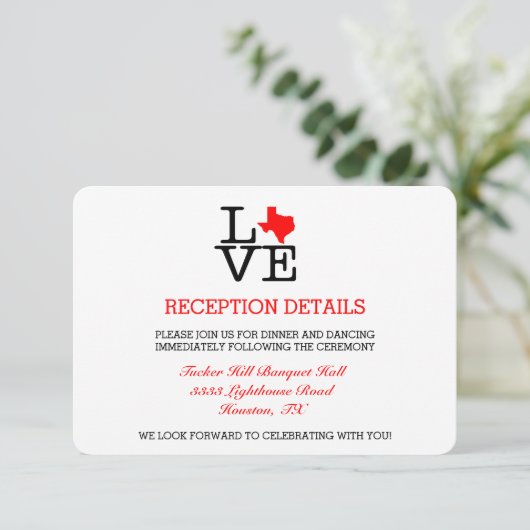 Texas Love Wedding Reception Card Informatiekaartje